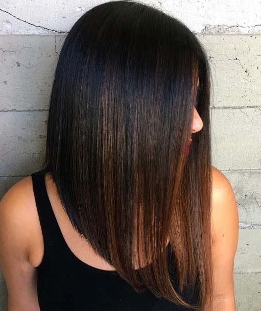 Classic Straight Ironed Brunette Haircut