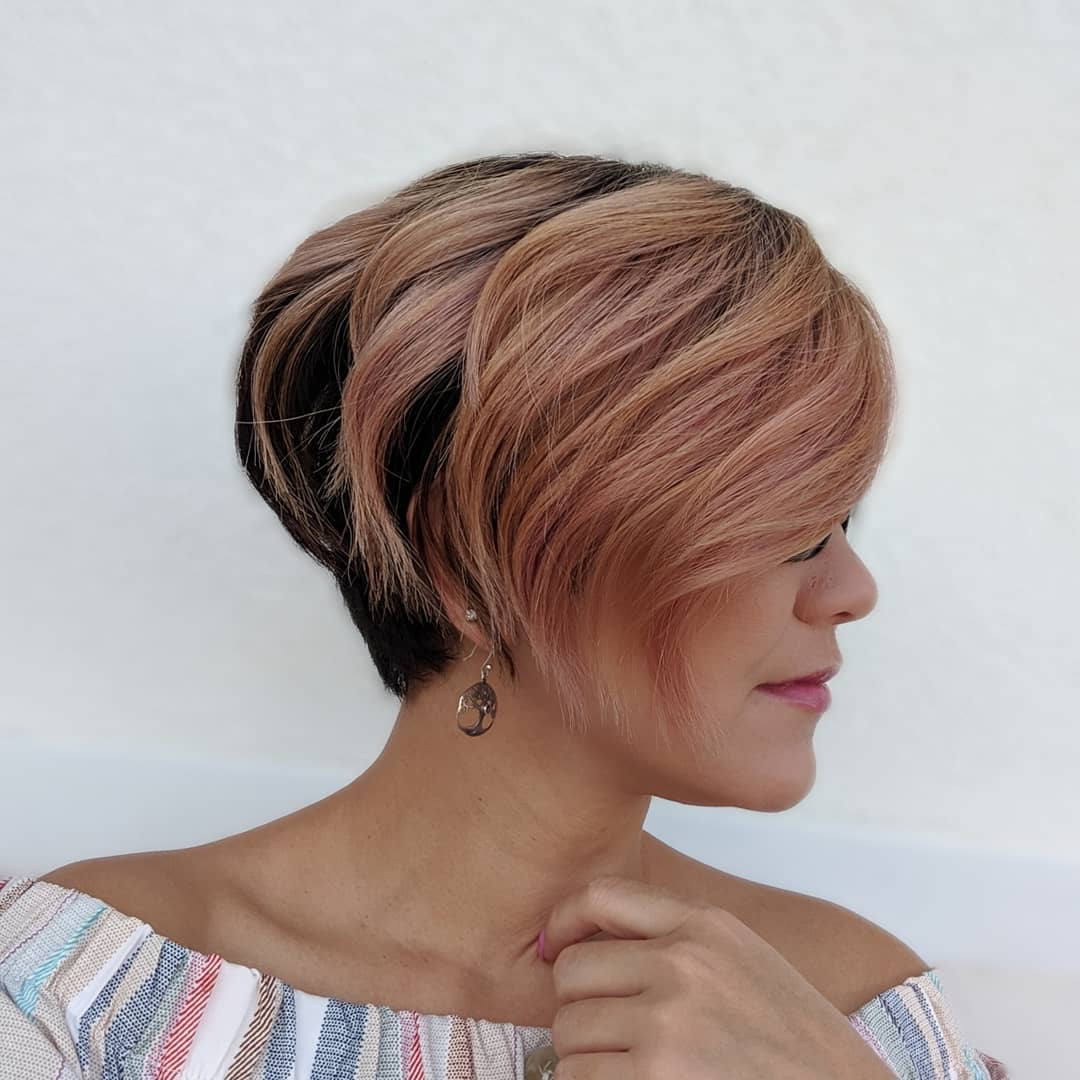 Stacked Bob with Strawberry Highlights