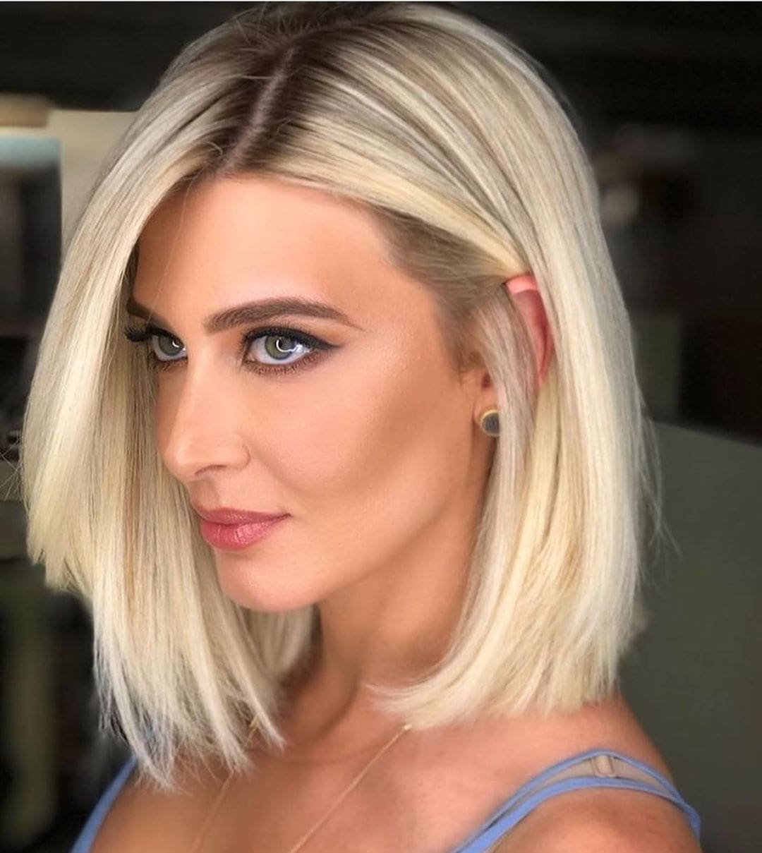 Straight Blonde Long Bob