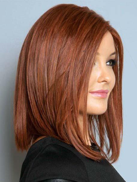 Subdued Copper Shoulder Length Straight Hair Women