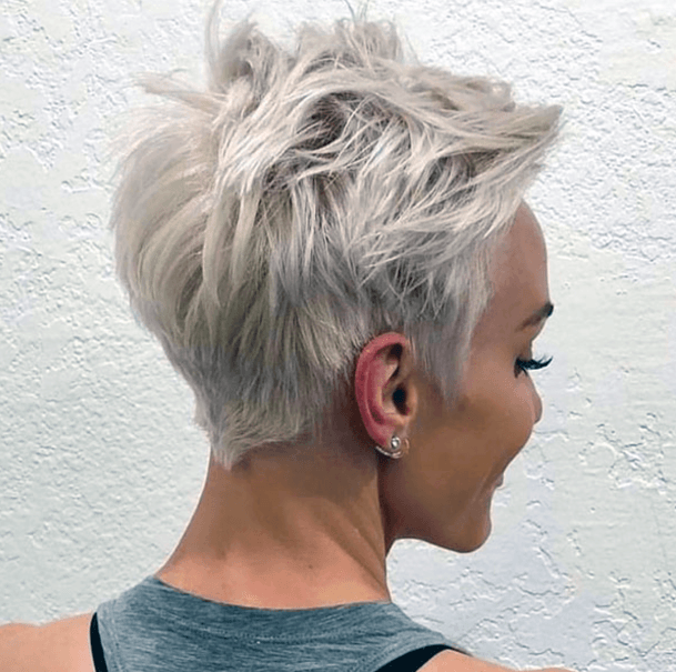 Uneven Choppy White Pixie Hairstyle Women