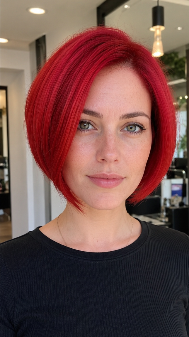 37 New Short Bob Hairstyles To Try This Season Electric Ruby Red Hair