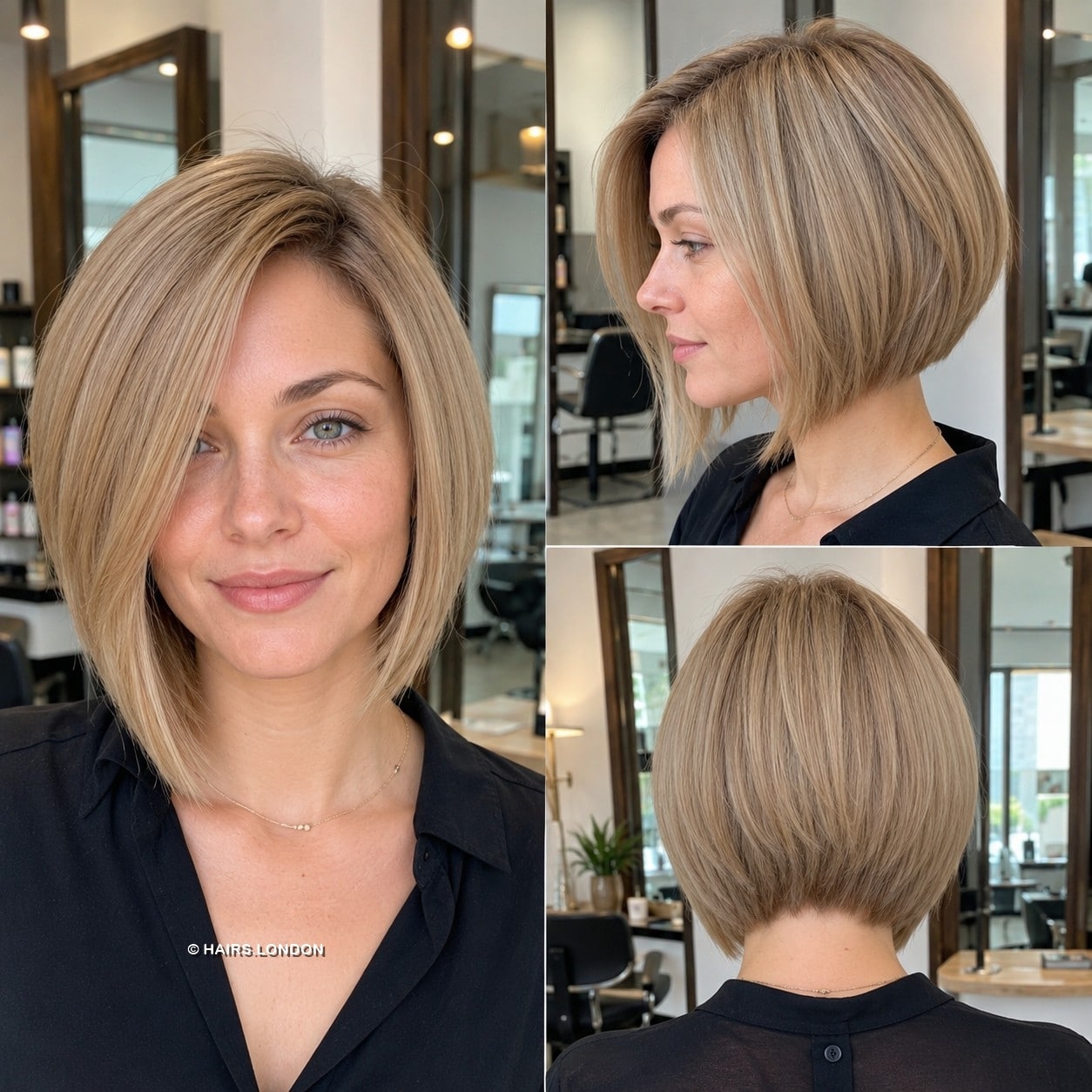Champagne Beige Blonde Bob Hair