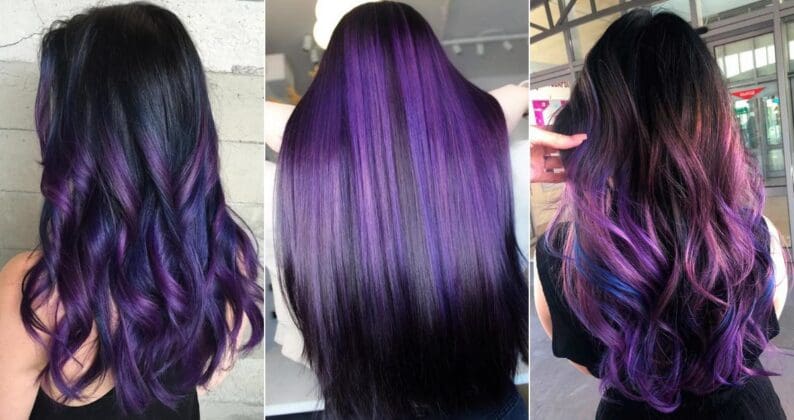 40+ Amazing Purple Highlights On Black Hair Ideas