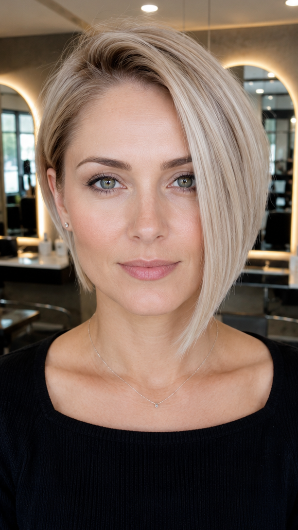 43 Hottest A-Line Bob Haircuts You’ll Want to Try in 2026 Icy Pearl Blonde Hair