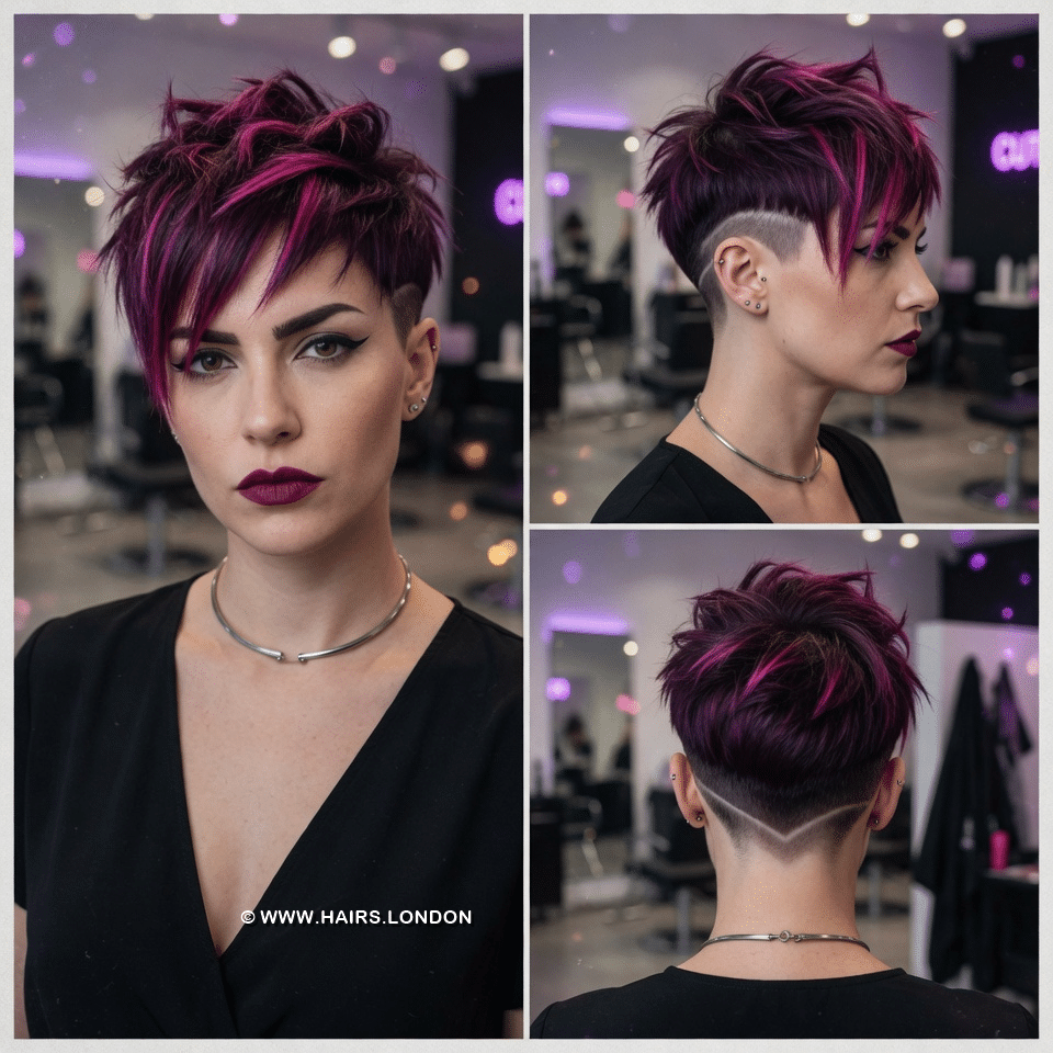 Deep Plum Magenta Pixie Hair