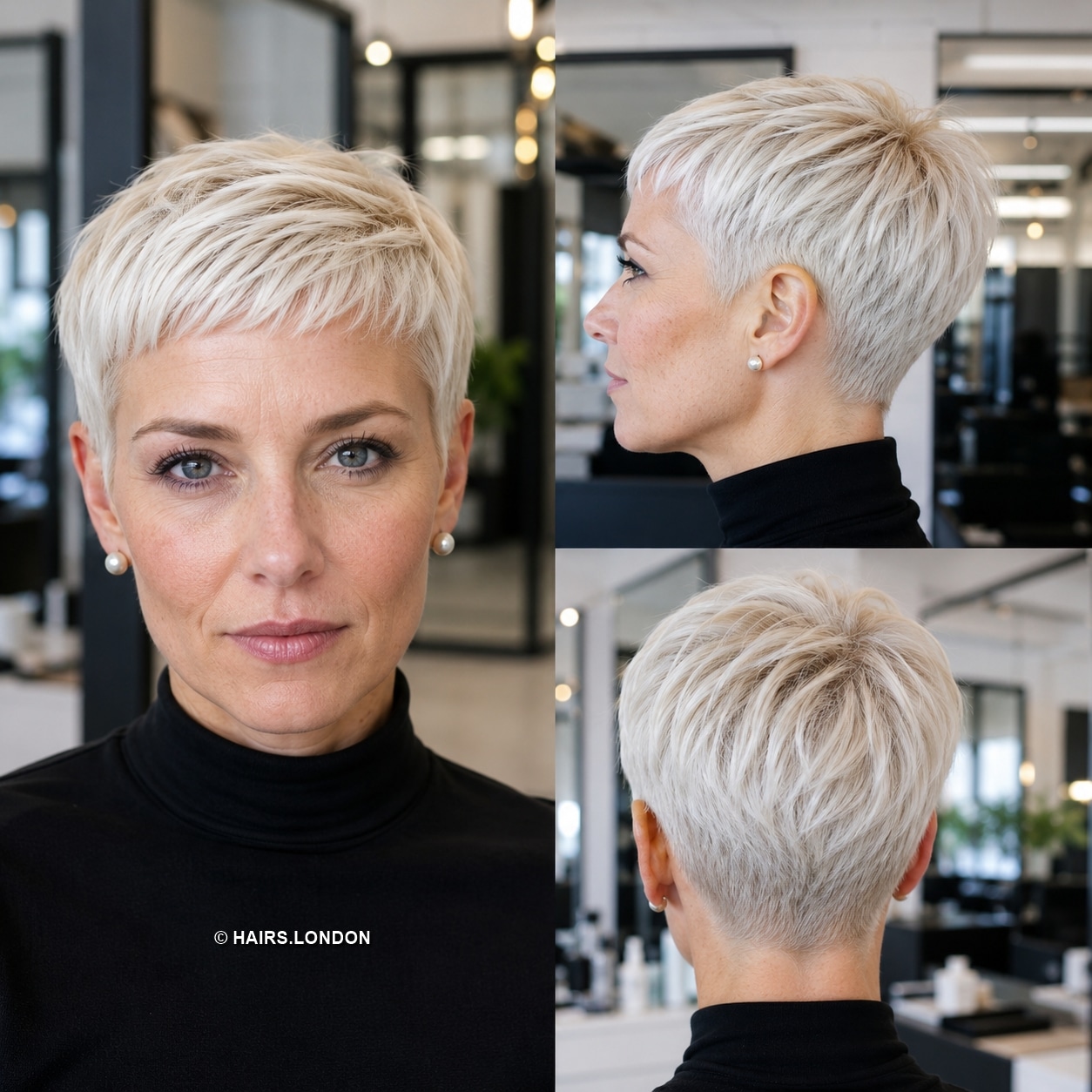 Icy Pearl Blonde Pixie Hair