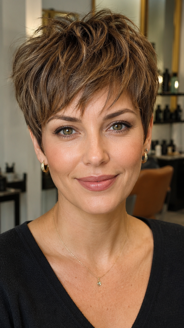54 Stunning Pixie Haircuts for Women Who Love Bold Style Honey Mocha Brown Hair