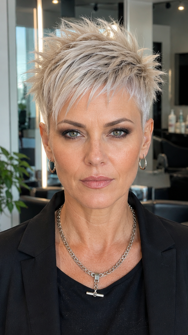 54 Stunning Pixie Haircuts for Women Who Love Bold Style Champagne Pearl Blonde Hair