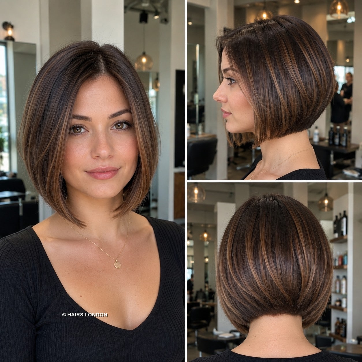 Mocha Caramel Layered Bob Hair