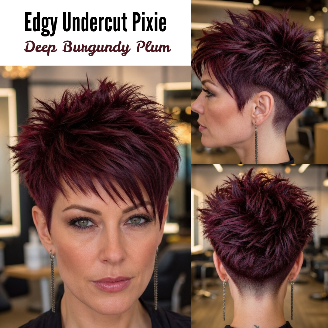 54 Stunning Pixie Haircuts for Women Who Love Bold Style Deep Burgundy Plum Hair