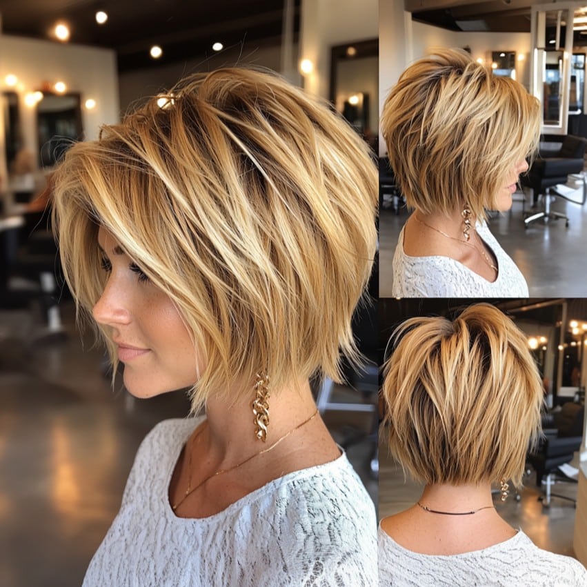 Golden Choppy Bob Hair