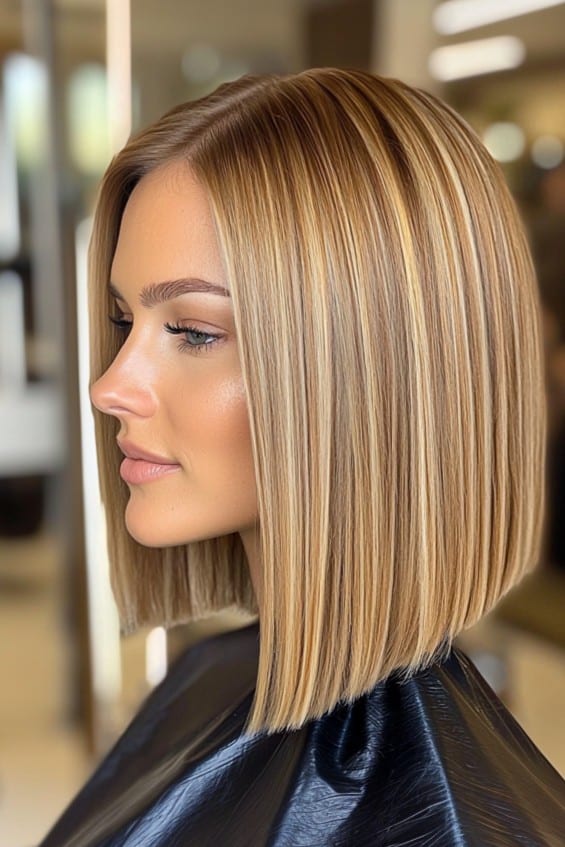 Honey Blonde Sleek Bob Hair