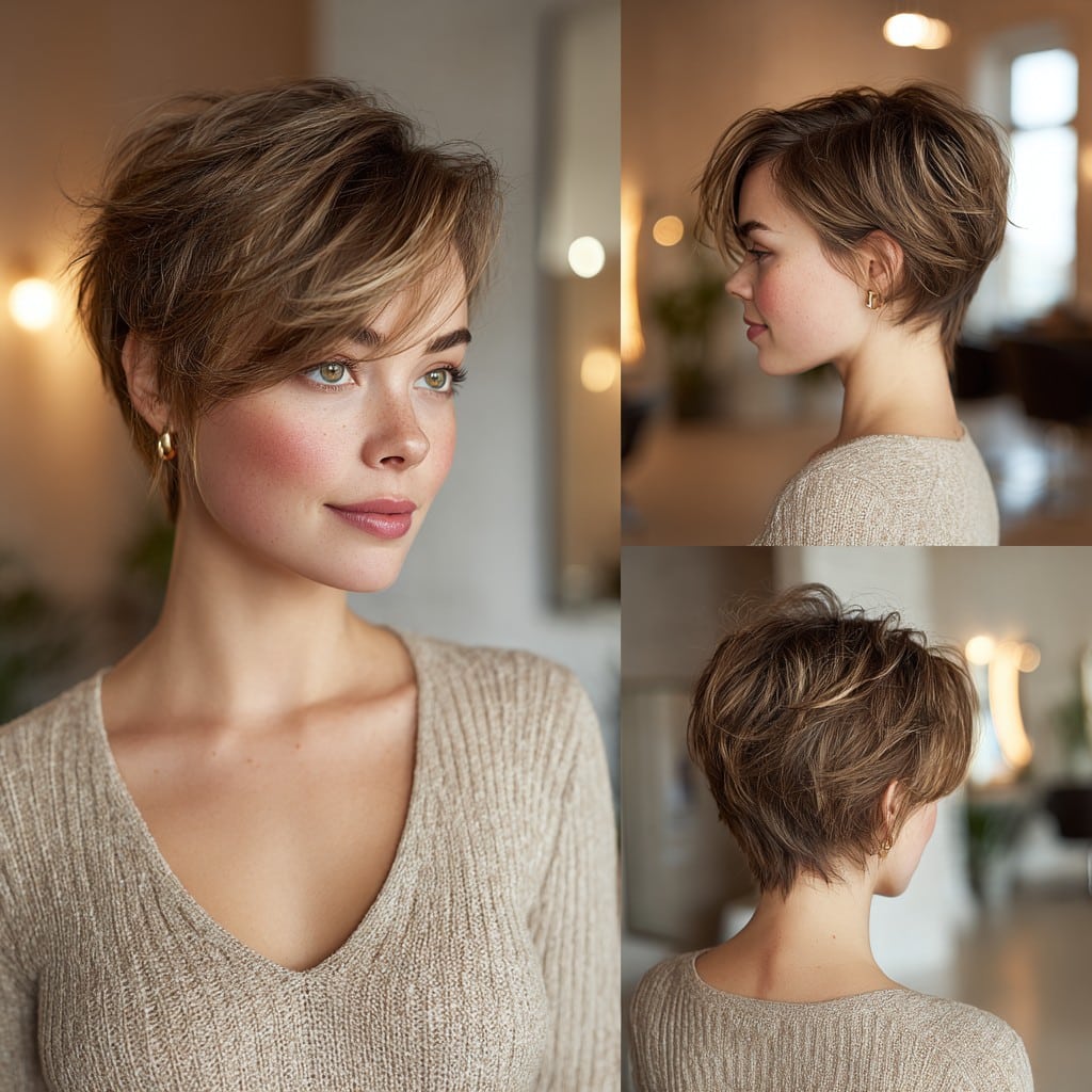Soft Brunette Pixie Hair