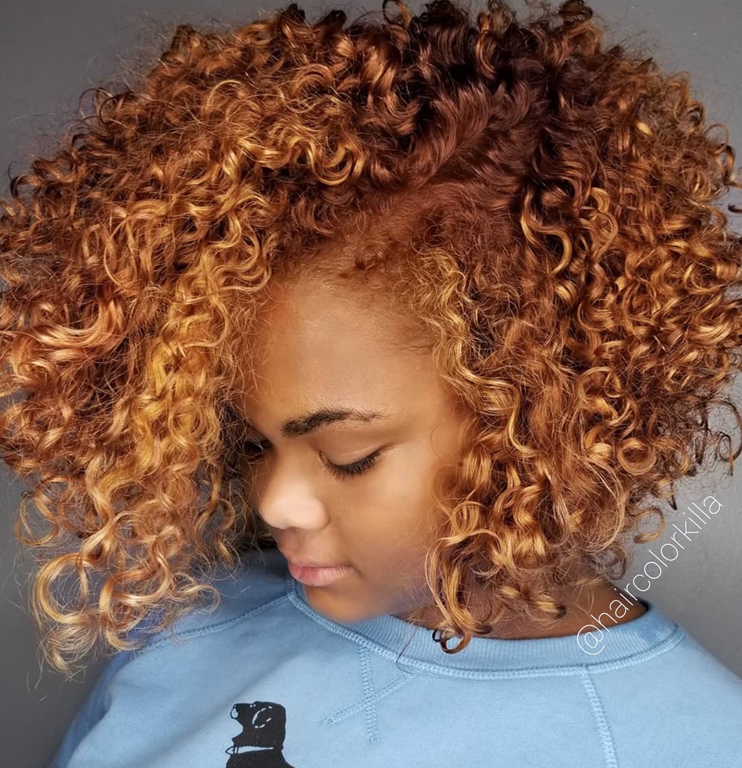 African American Curly Side-Parted Bob