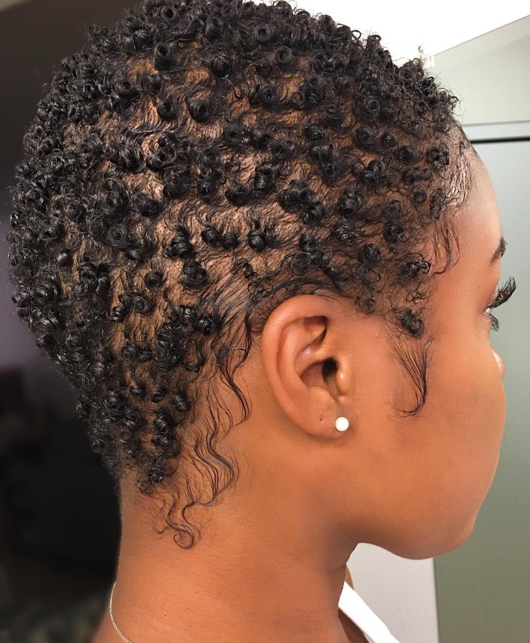 African American Short Hairstyle With Tiny Curls