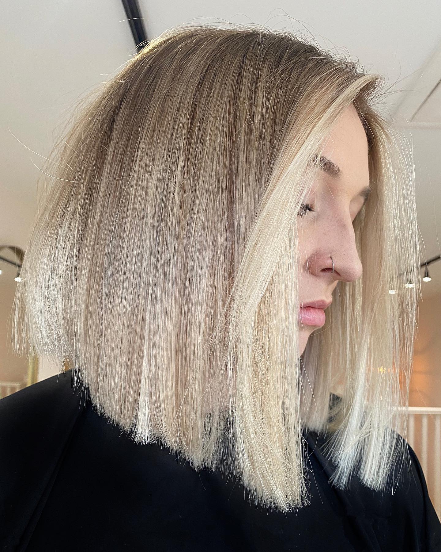 Angled Bob Blonde Haircut