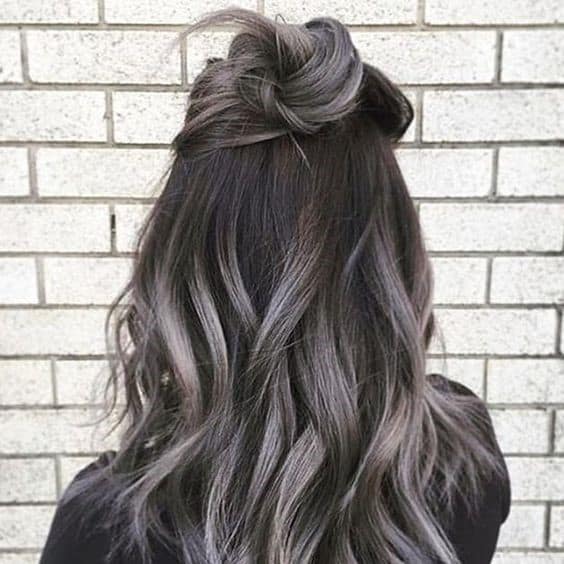 Ash Grey Ombré on Black Hair