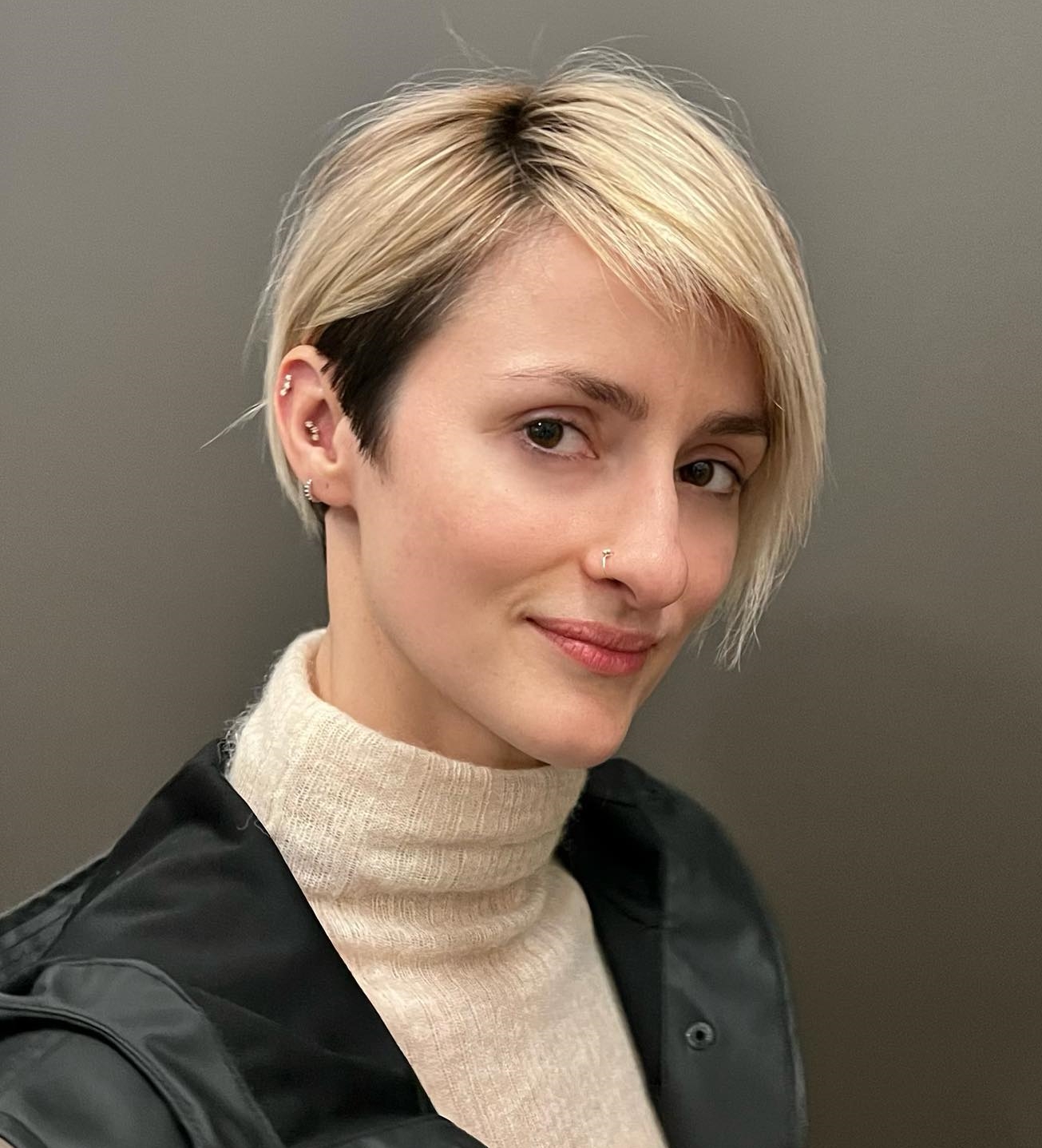 Asymmetrical Blonde Pixie Cut