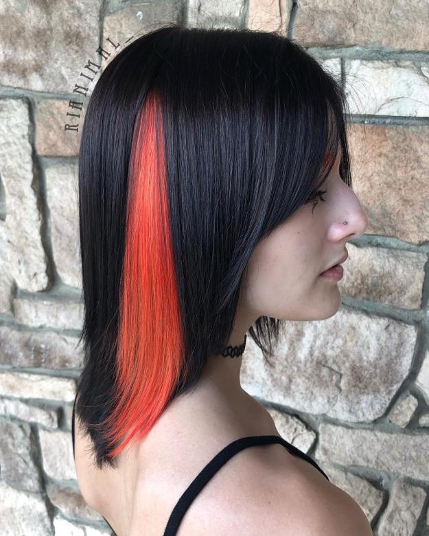 Black and Orange Peekaboo Hair