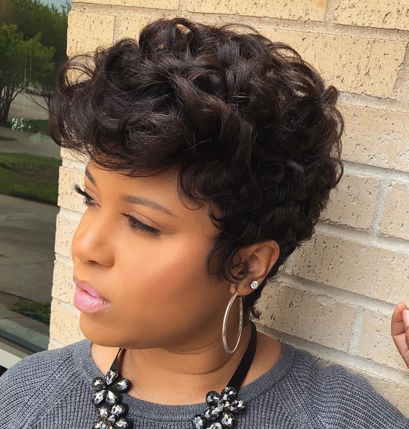 Black Curly Pixie Hairstyle