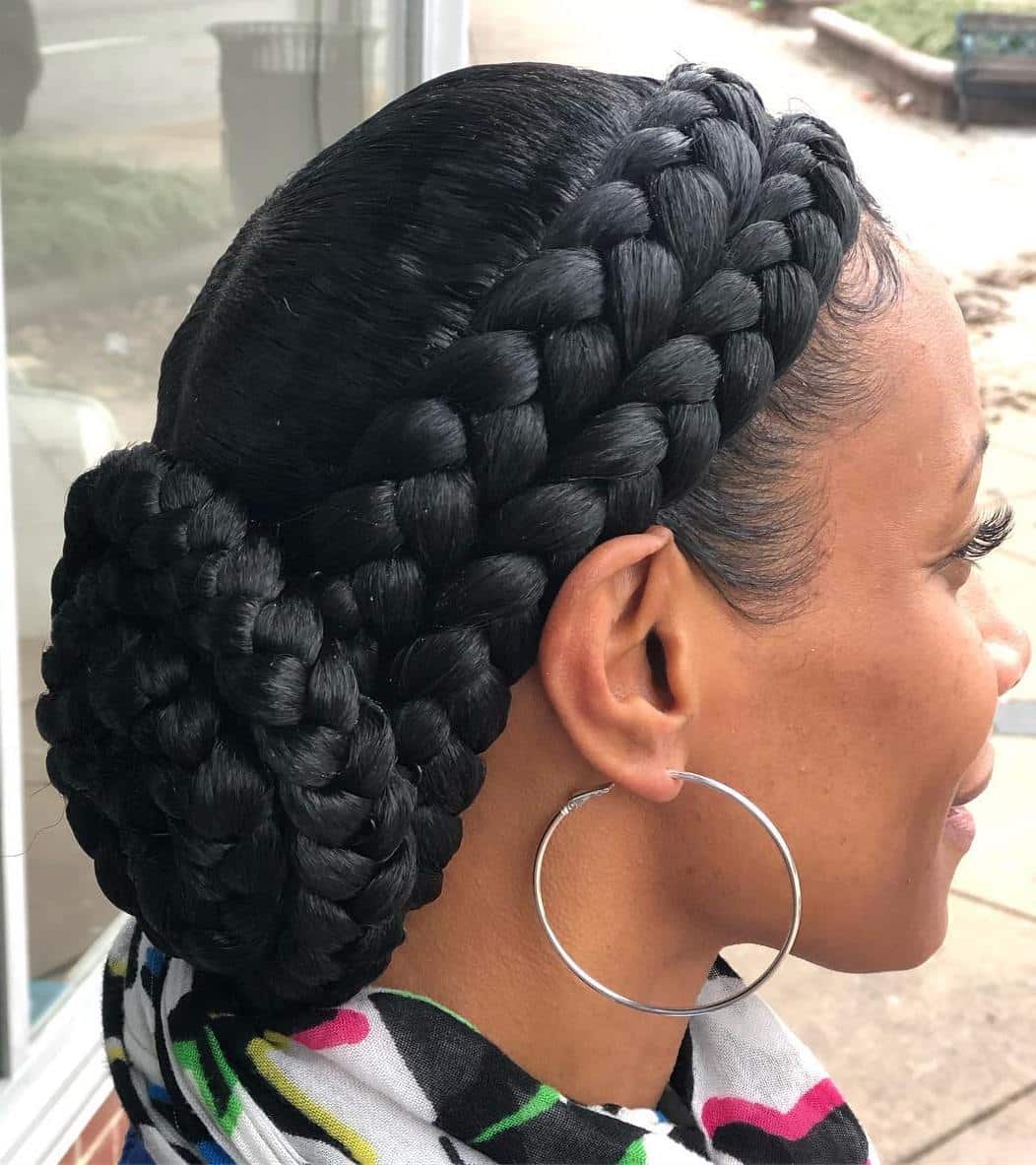 Black Double Braid Updo