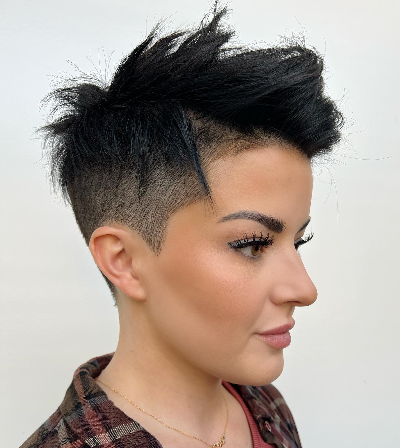 Black Short Pixie Cut with Shaved Sides