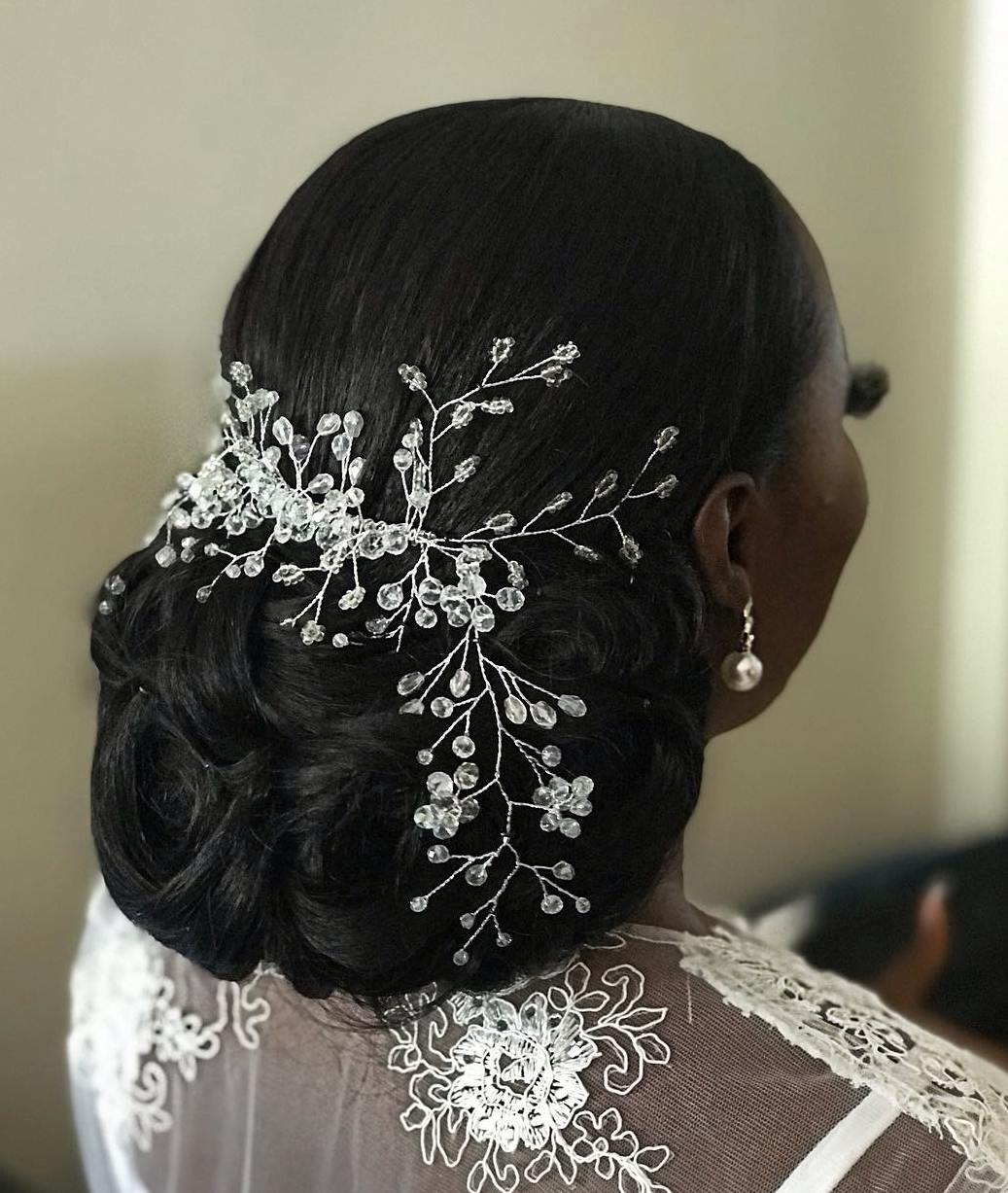 Black Wedding Updo With Pin Curls