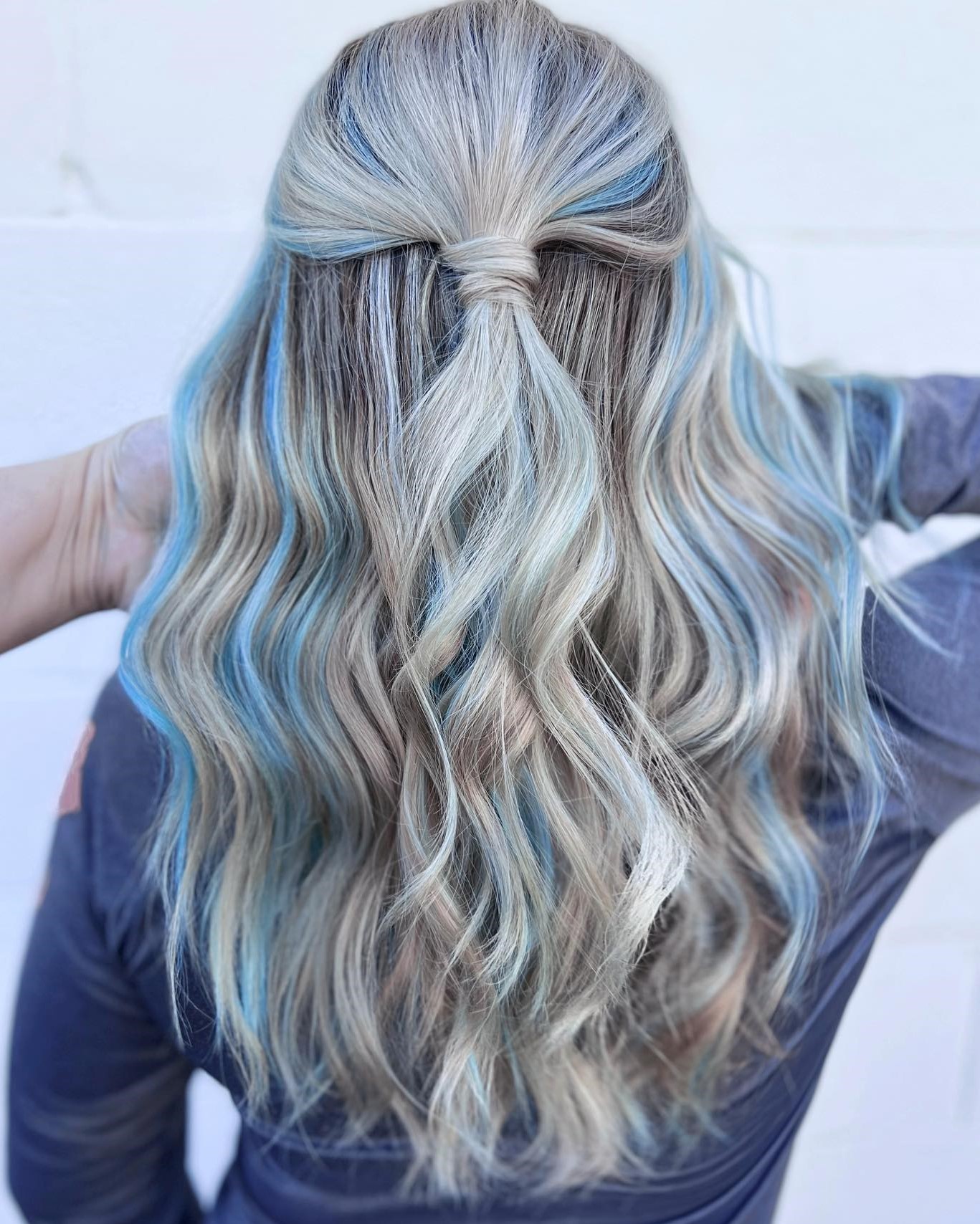 Blonde Hair with Blue Highlights