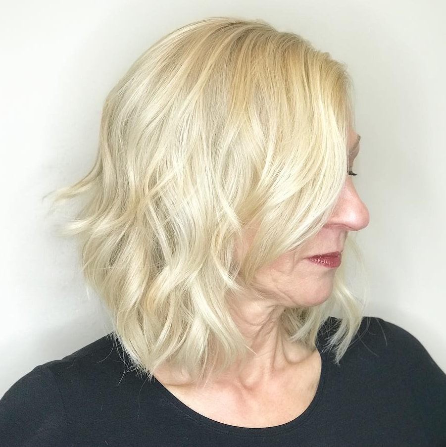 Blonde Wavy Lob For Older Women