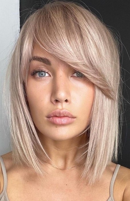 Blunt Cut Side Swept Bangs