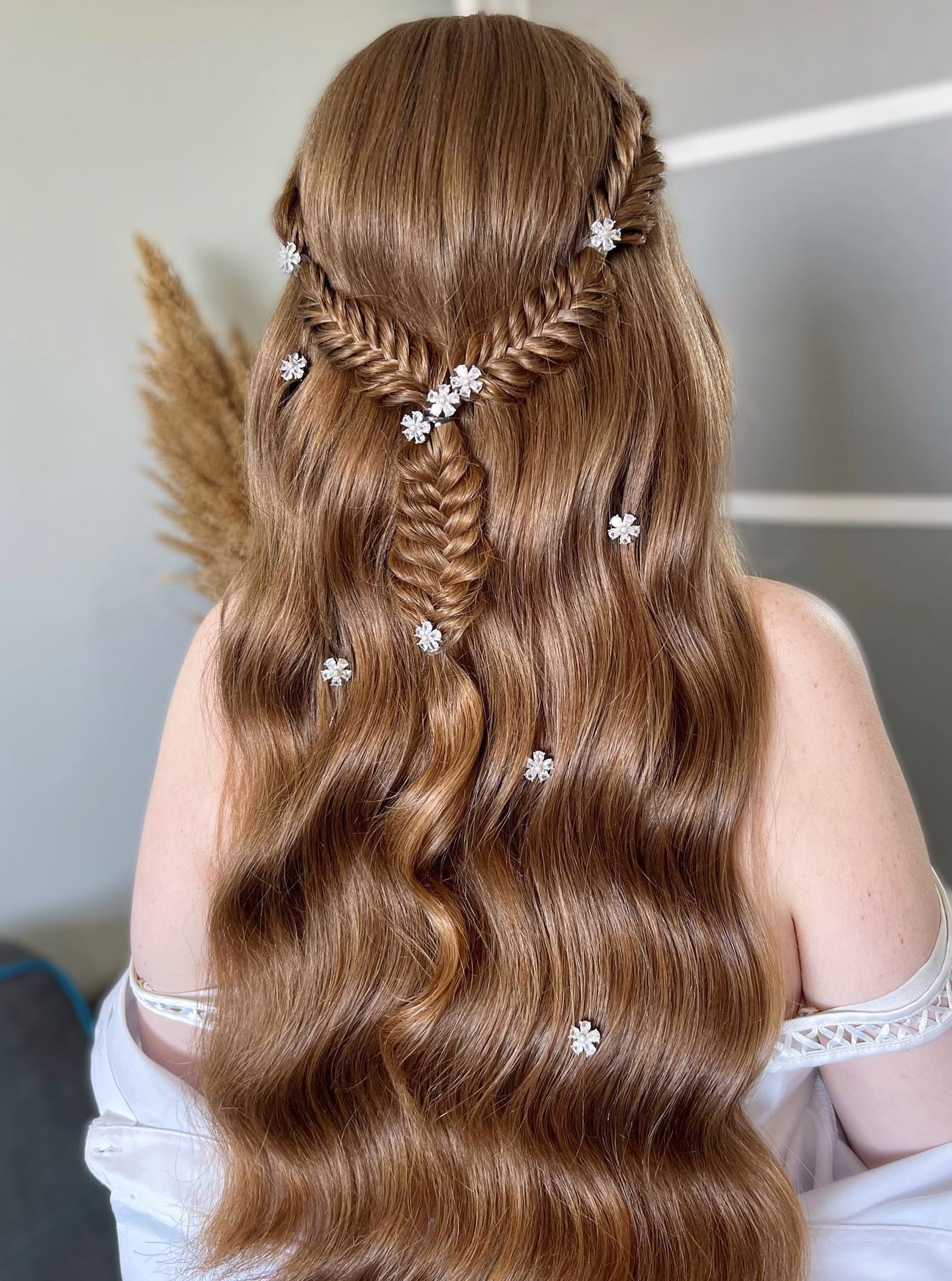Boho Wedding Hairstyle with Braid and Hair Pins