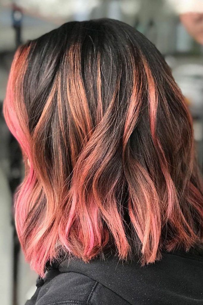 Brown Bob with Peach Highlights