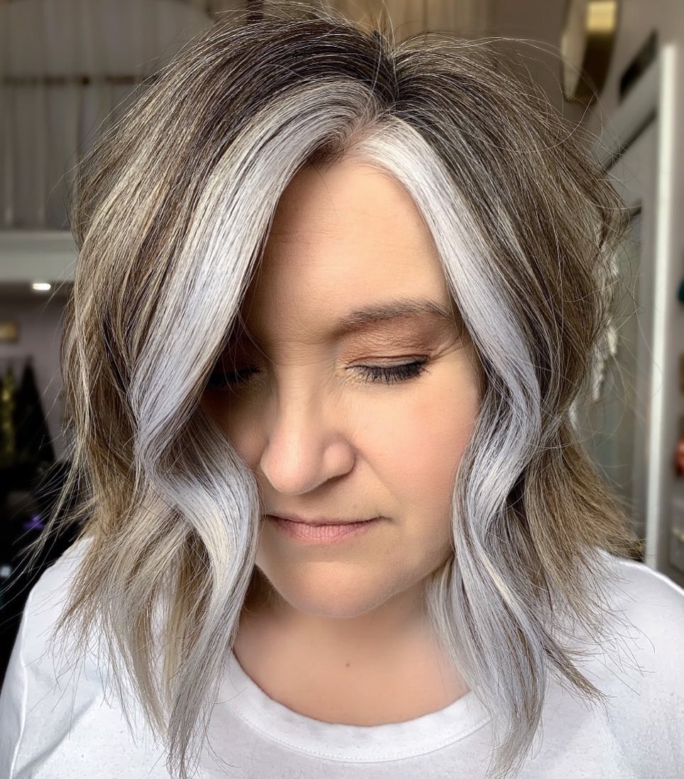 Brown Hair with Silver Money Highlights