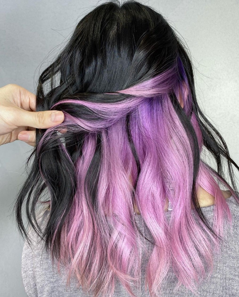 Brunette Hair with Lilac Underlayer