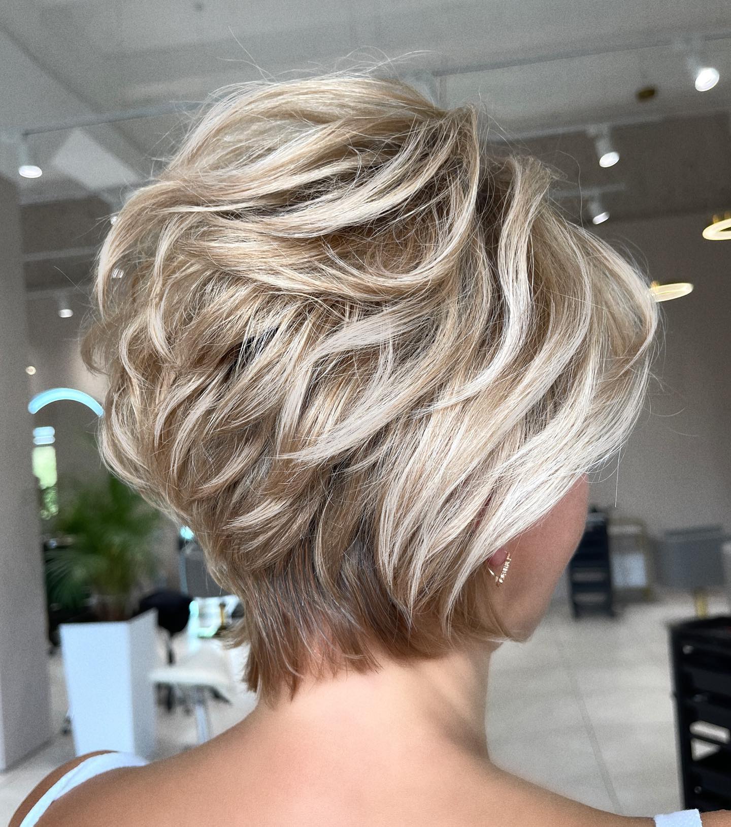 Champagne Blonde Hair Color on Pixie Cut