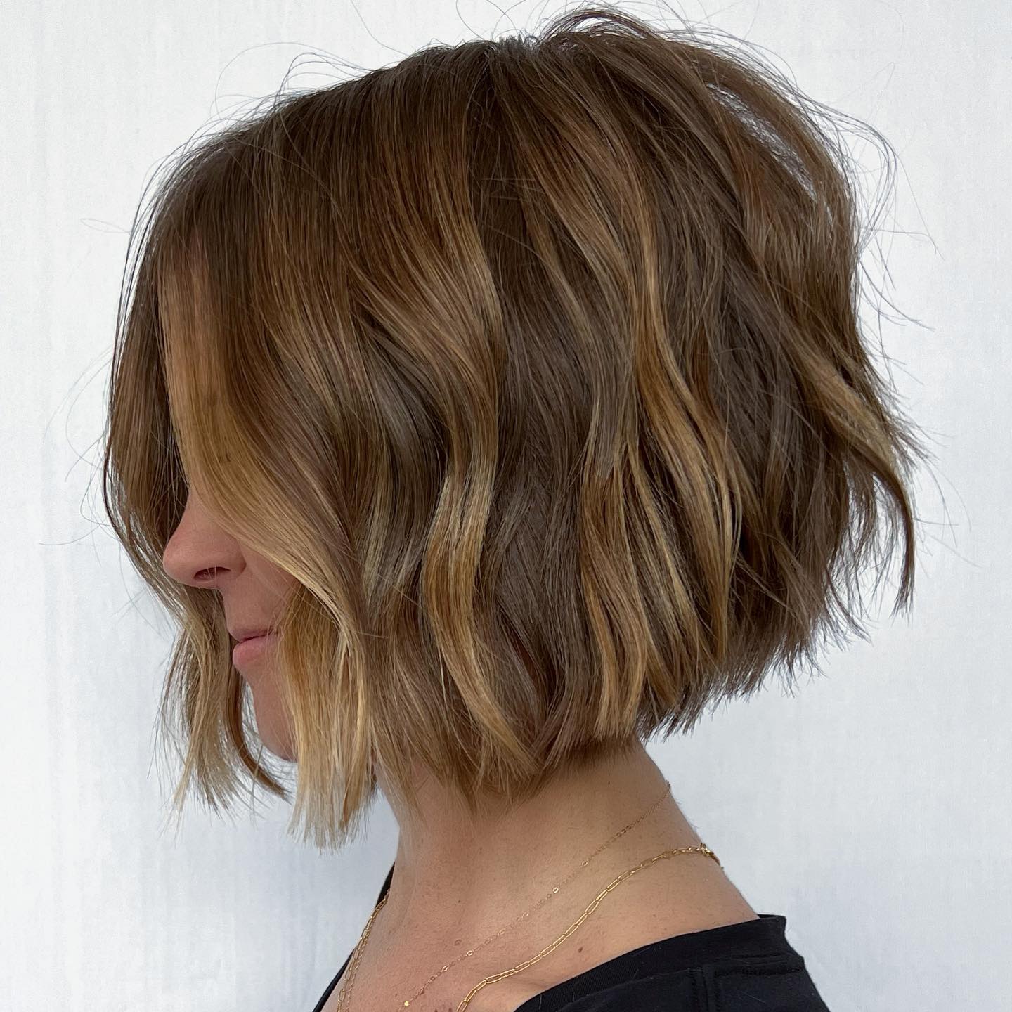 Chocolate Blonde Hair on Short Bob