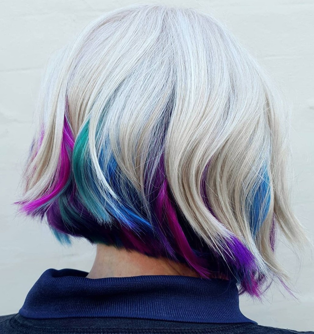 Choppy Bob with Unicorn Peekaboo Highlights