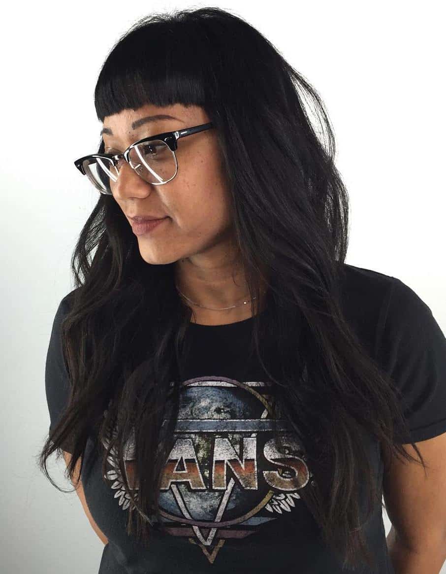 Cropped Full Bangs For Long Hair