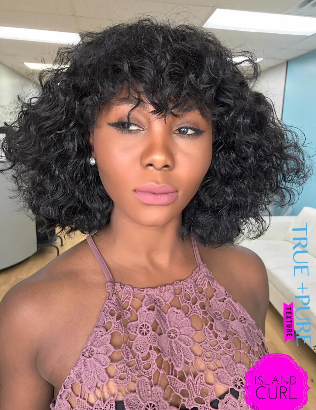 Curly Bob With Bangs For Natural Black Hair