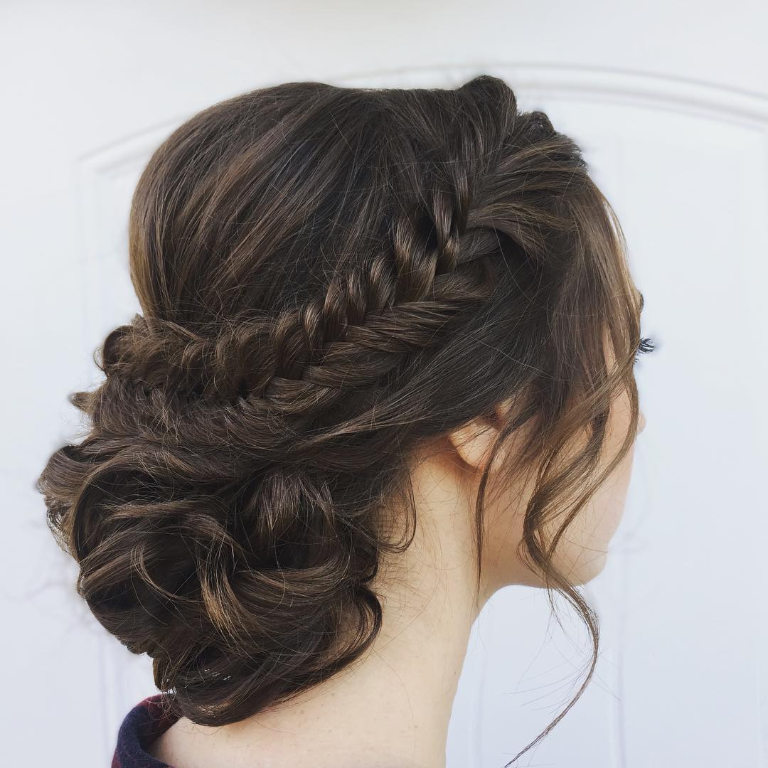 Curly Braided Updo For Thin Hair