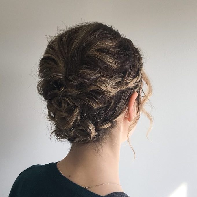 Curly Hair Updo With Braids