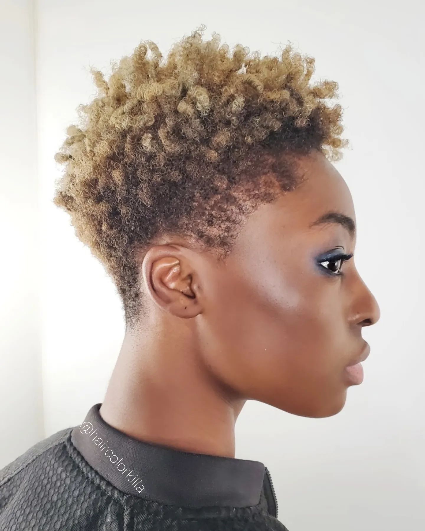 Curly Short Pixie Styled High Up