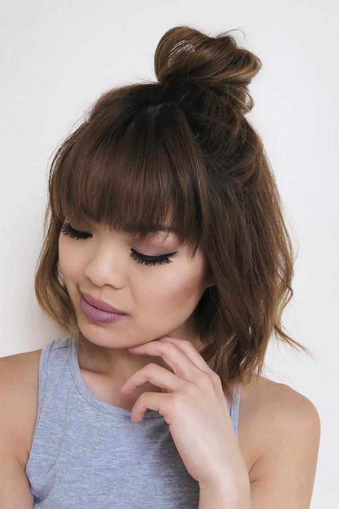 Cute Bob Hairstyles With Top Knot #shortbobhairstyles #bobhairstyles #hairstyles
