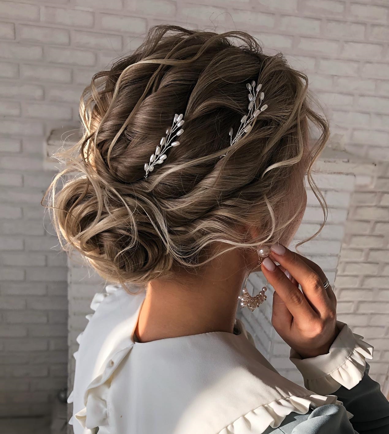 Dark Blonde Wedding Twisted Hairstyle with Hair Pins