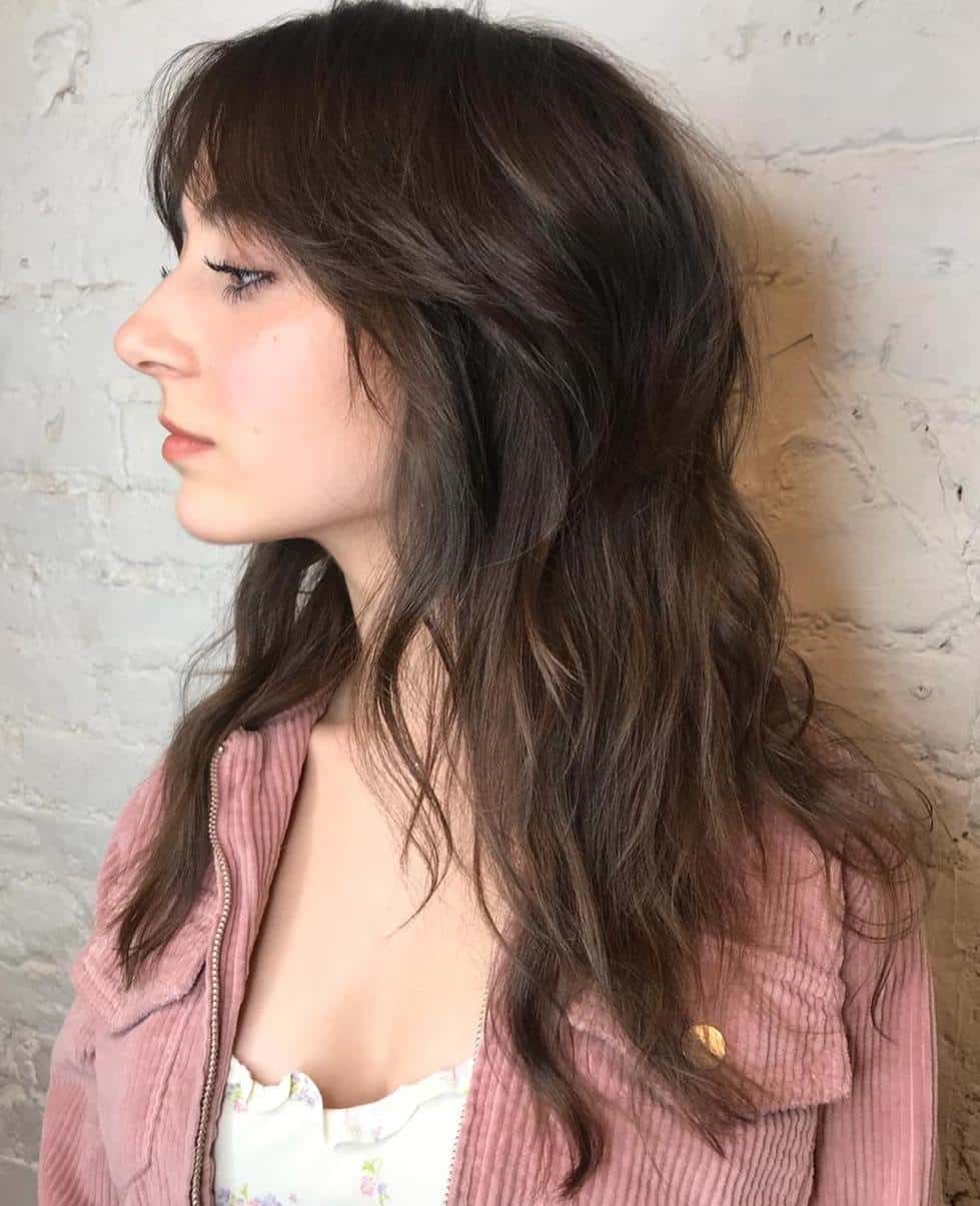 Dark Brown Shaggy Hairstyle For Long Hair