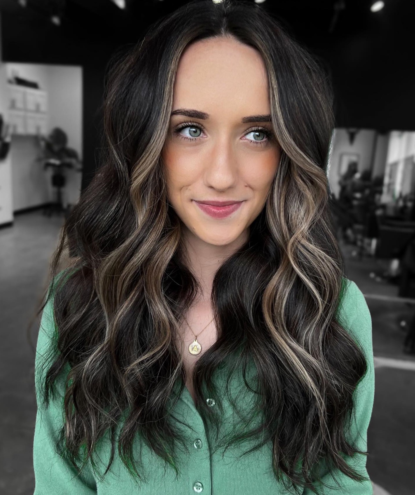 Dark Hair with Blonde Highlights On Wavy Hair