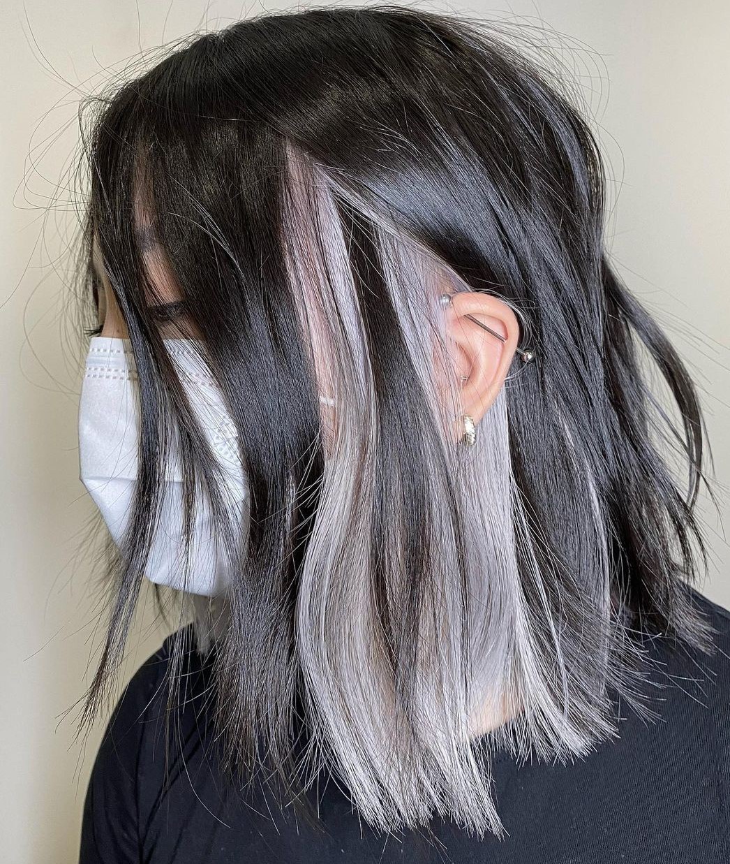 Dark Hair with Silver Peekaboo Highlights