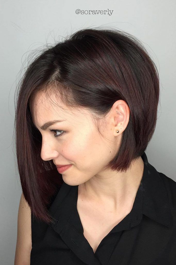 Dark Red Wine Stacked Straight Bob