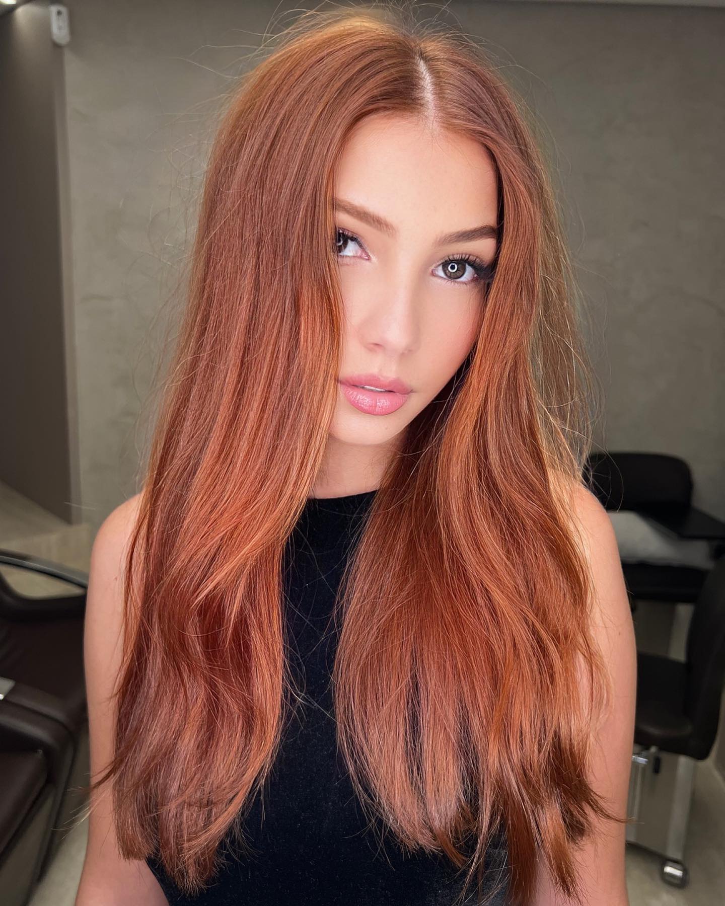 Dark Strawberry Blonde on Long Straight Hair